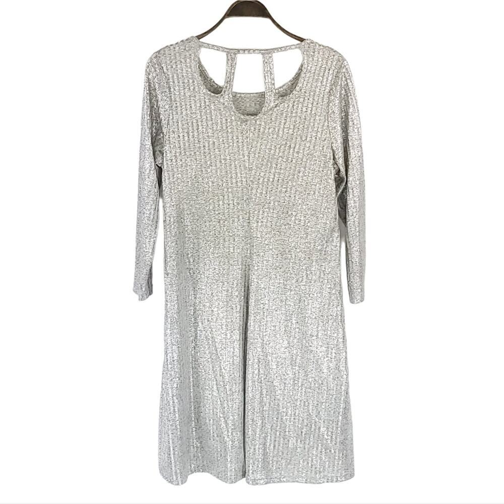 Torrid Metallic Dress Silver Shimmer Ribbed Knit Trapeze - Picture 6 of 15